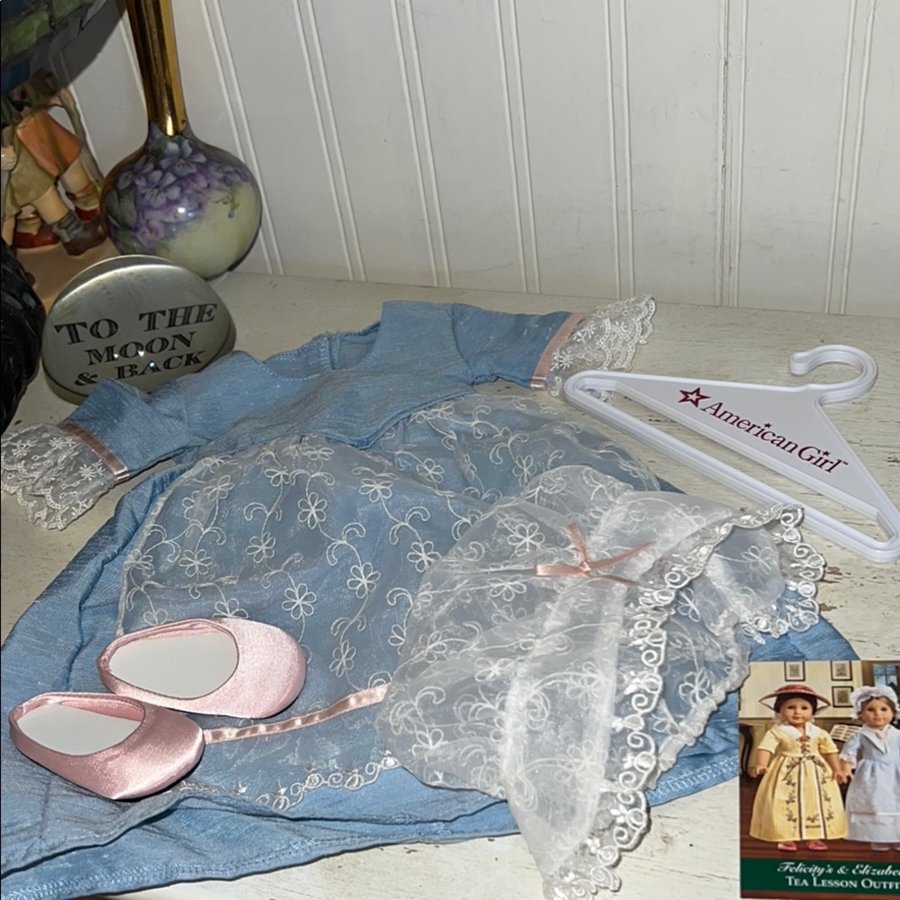 American Girl Elizabeth’s Tea Lesson Blue and White Lace Doll Outfit dress